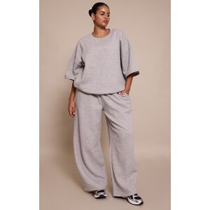 PrettyLittleThing Plus Grey Marl Barrel Leg Sweatpants - Grey Marl - Size: 3XL