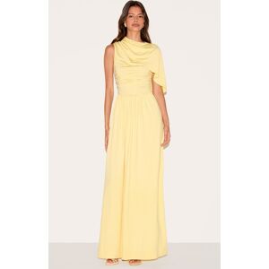 PrettyLittleThing Lemon Layered Ruched Maxi Dress - Lemon - Size: 2