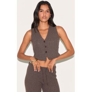 PrettyLittleThing Chocolate Distressed Textured Rib Boxy - Chocolate - Size: 6