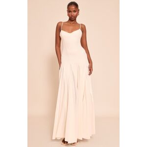 PrettyLittleThing Cream Strappy Maxi Dress - Cream - Size: 0