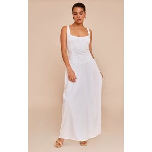 PrettyLittleThing Petite Cream Strappy Gathered Waist Maxi Dress - Cream - Size: 2