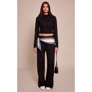PrettyLittleThing Black Super Soft Wide Leg Pants - Black - Size: 12
