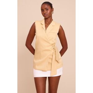 PrettyLittleThing Butter Yellow Tie Waist Vest - Butter Yellow - Size: 10
