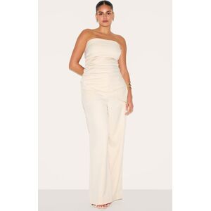 PrettyLittleThing Plus Almond Tailored Woven Wide Leg Pants - Almond - Size: 14