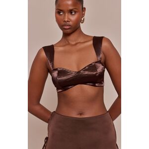 PrettyLittleThing Chocolate Hammered Satin Bralette - Chocolate - Size: 6 PrettyLittleThing Chocolate Hammered Satin Bralette - Chocolate - Size: 6