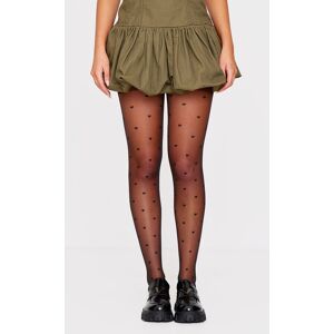 PrettyLittleThing Black Heart Patterned Tights - Black - Size: One Size PrettyLittleThing Black Heart Patterned Tights - Black - Size: One Size