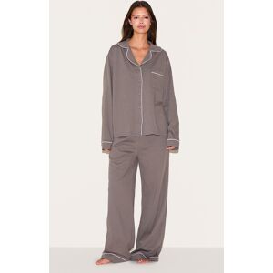 PrettyLittleThing Charcoal Jersey Piping Long Pajama Set - Charcoal - Size: XS PrettyLittleThing Charcoal Jersey Piping Long Pajama Set - Charcoal - Size: XS