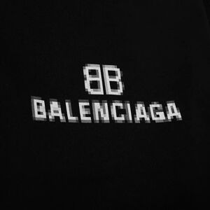 Balenciaga Pixelated Logo Popover Hoody  Black & White