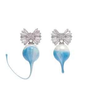 Ottolinger Dipped Pearl Clip Earrings  Blue White