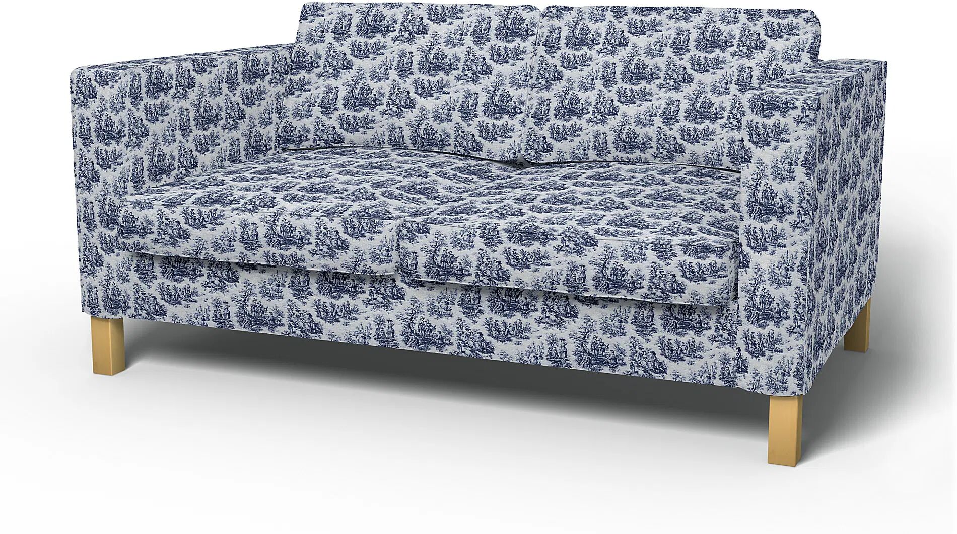 IKEA - Karlanda 2 Seater Sofa Cover, Dark Blue, Bouclé & Texture - Bemz