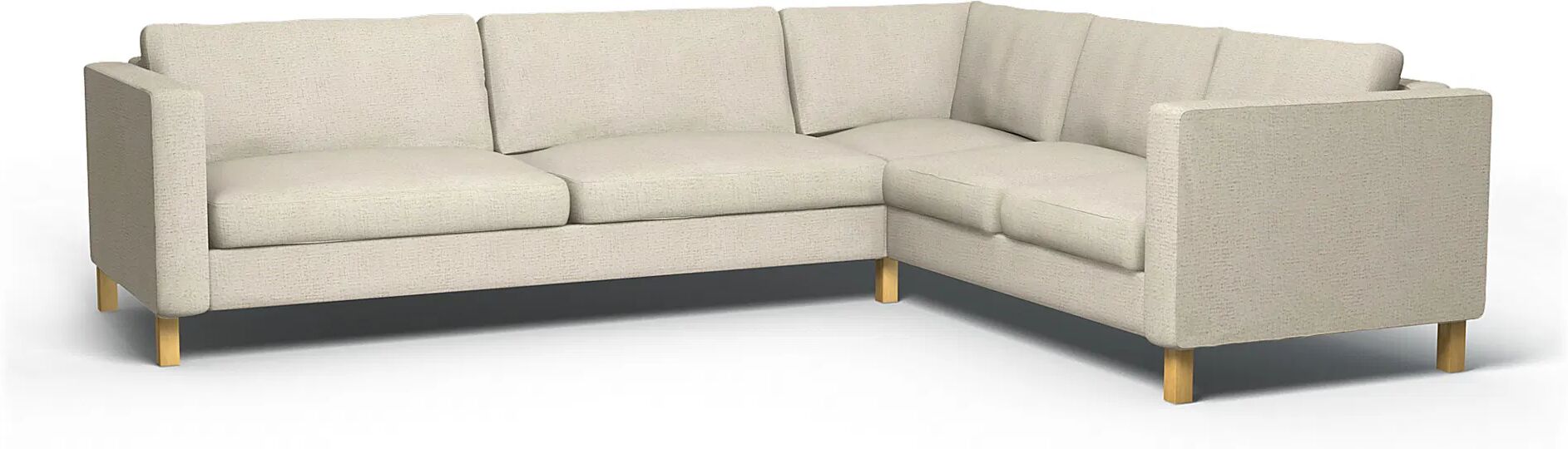 IKEA - Karlstad Corner Sofa Cover (3+2), Ecru, Bouclé & Texture - Bemz