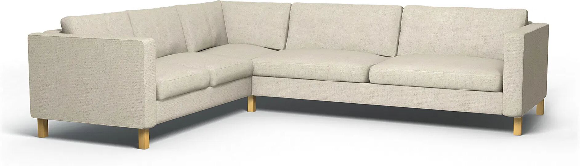 IKEA - Karlstad Corner Sofa Cover (2+3), Ecru, Bouclé & Texture - Bemz