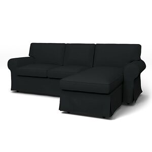 Bemz IKEA - Ektorp 3 Seater Sofa with Chaise Cover, Jet Black, Cotton - Bemz