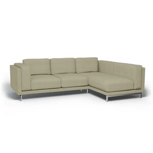 Bemz IKEA - Nockeby 3 Seat Sofa with Right Chaise Cover, Pebble, Linen - Bemz