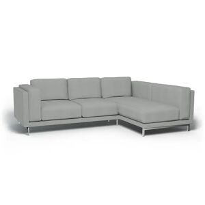 Bemz IKEA - Nockeby 3 Seat Sofa with Right Chaise Cover, Silver Grey, Cotton - Bemz