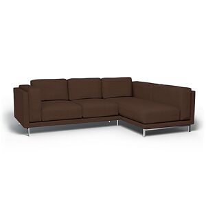 Bemz IKEA - Nockeby 3 Seat Sofa with Right Chaise Cover, Chocolate, Linen - Bemz