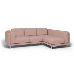 Bemz IKEA - Nockeby 3 Seat Sofa with Right Chaise Cover, Blush, Linen - Bemz