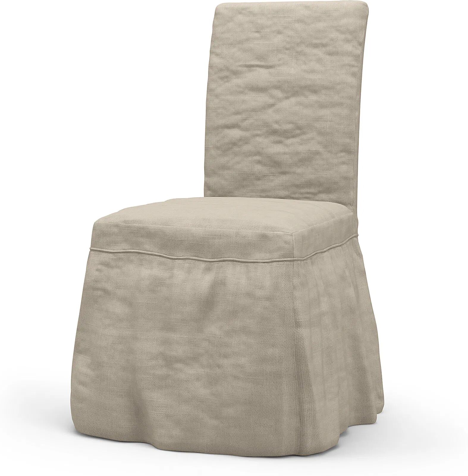 IKEA - Henriksdal Dining Chair Cover Long skirt with Ruffles (Large model), Parchment, Linen - Bemz