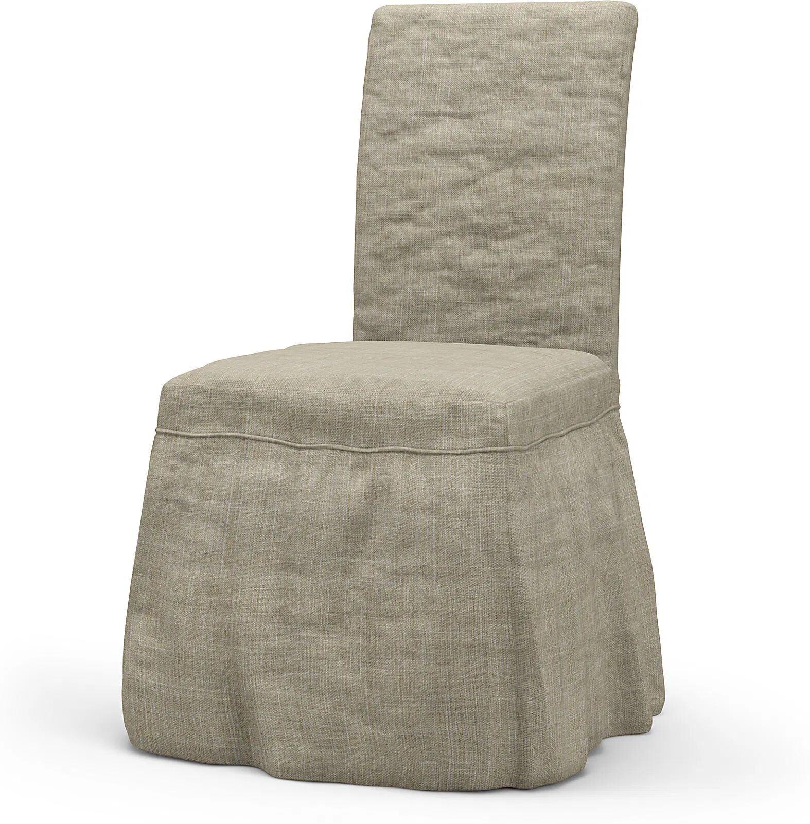 IKEA - Henriksdal Dining Chair Cover Long skirt with Ruffles (Standard model), Sand Beige, Bouclé & Texture - Bemz