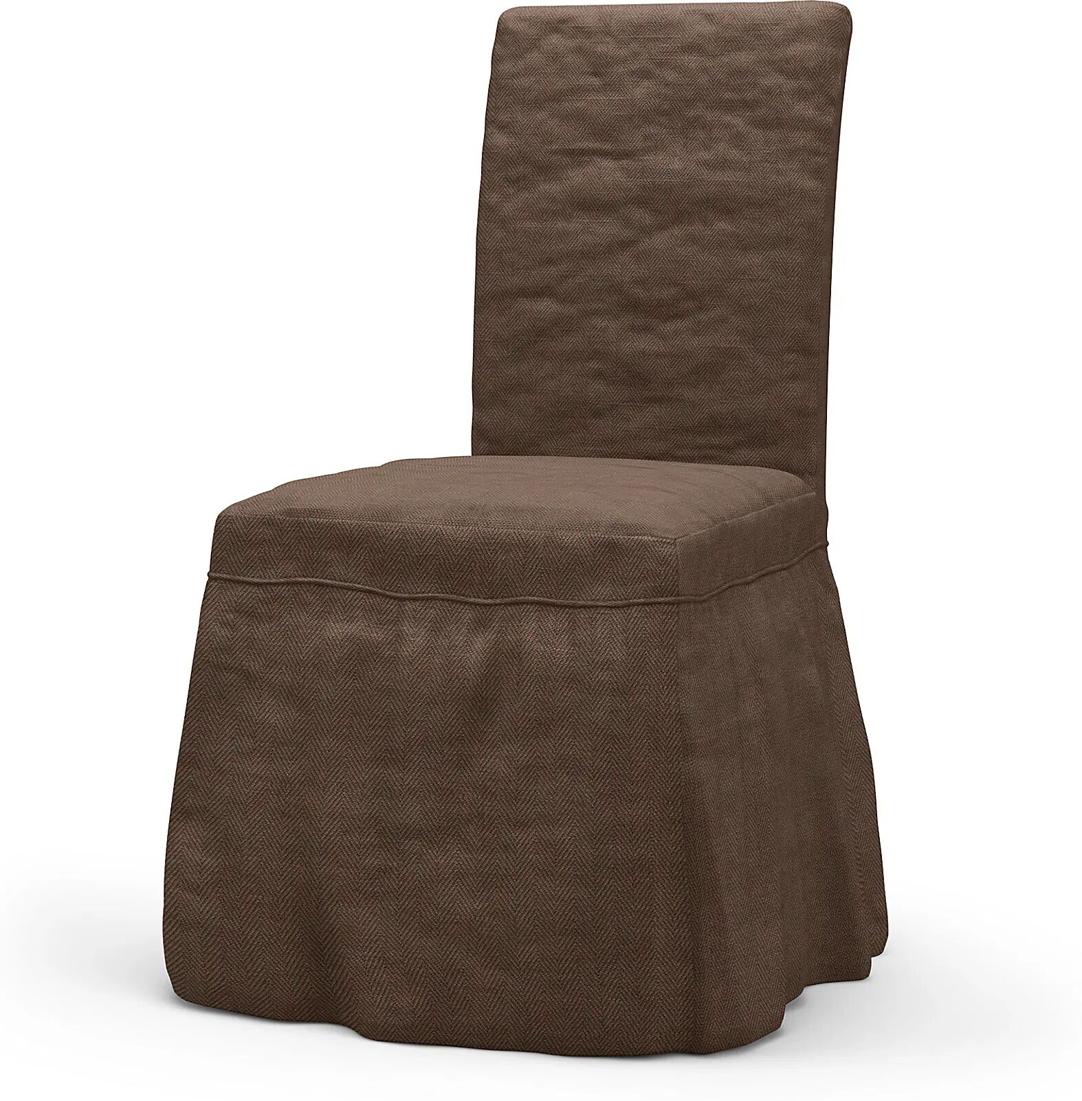 IKEA - Henriksdal Dining Chair Cover Long skirt with Ruffles (Standard model), Chocolate, Bouclé & Texture - Bemz