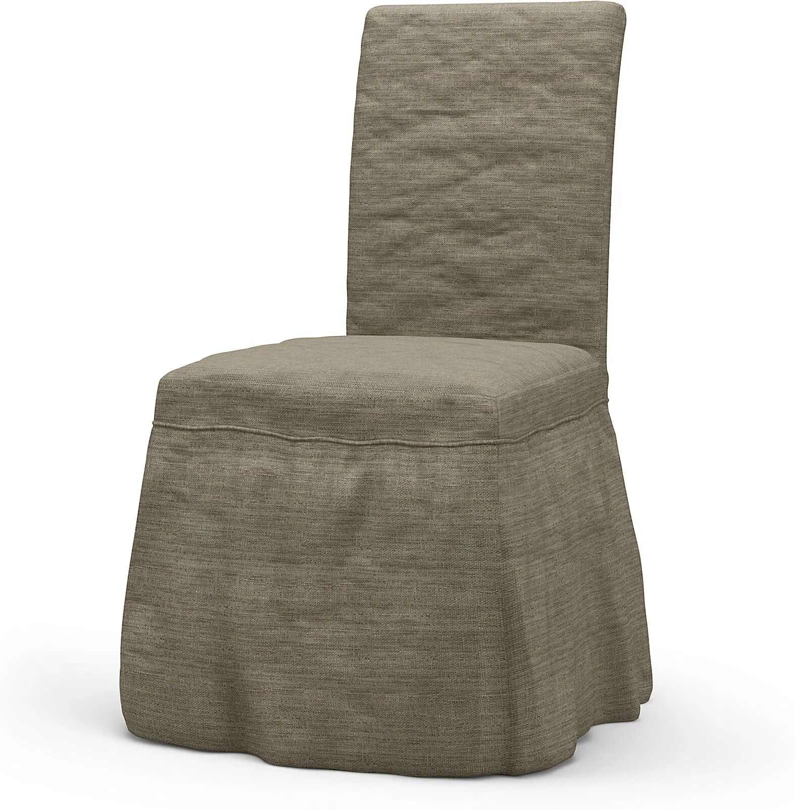 IKEA - Henriksdal Dining Chair Cover Long skirt with Ruffles (Standard model), Mole Brown, Bouclé & Texture - Bemz