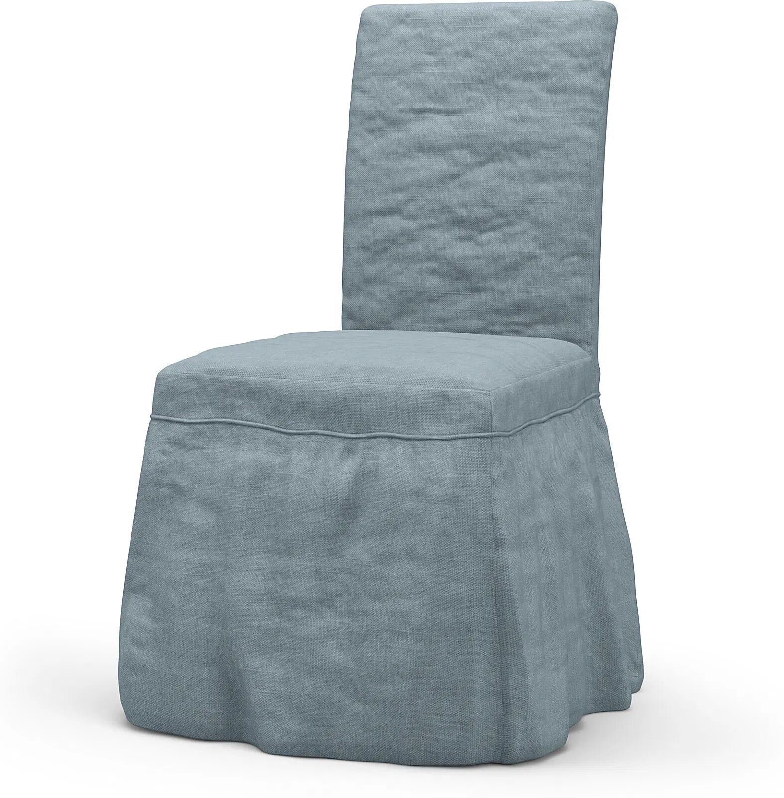 IKEA - Henriksdal Dining Chair Cover Long skirt with Ruffles (Standard model), Dusty Blue, Linen - Bemz