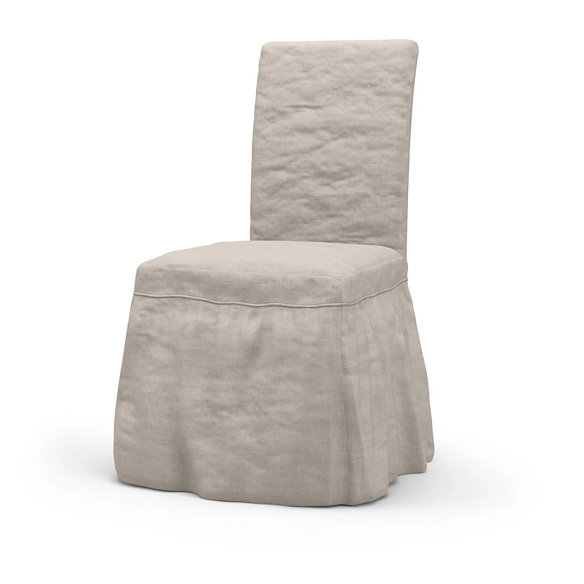 IKEA - Henriksdal Dining Chair Cover Long skirt with Ruffles (Standard model), Chalk, Linen - Bemz