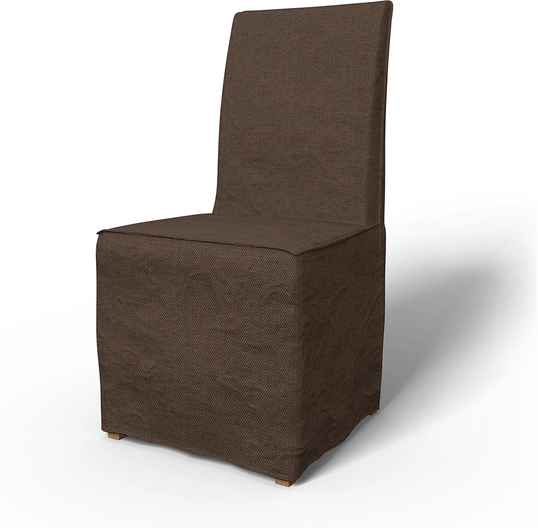 IKEA - Henriksdal Dining Chair Cover Long Skirt with French Seams (Standard model), Chocolate, Bouclé & Texture - Bemz