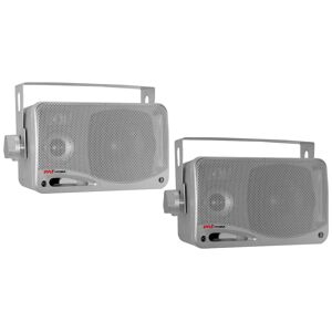 PYLE PLMR24S 3.5 INCH 3-way Mini Box Speaker System Silver