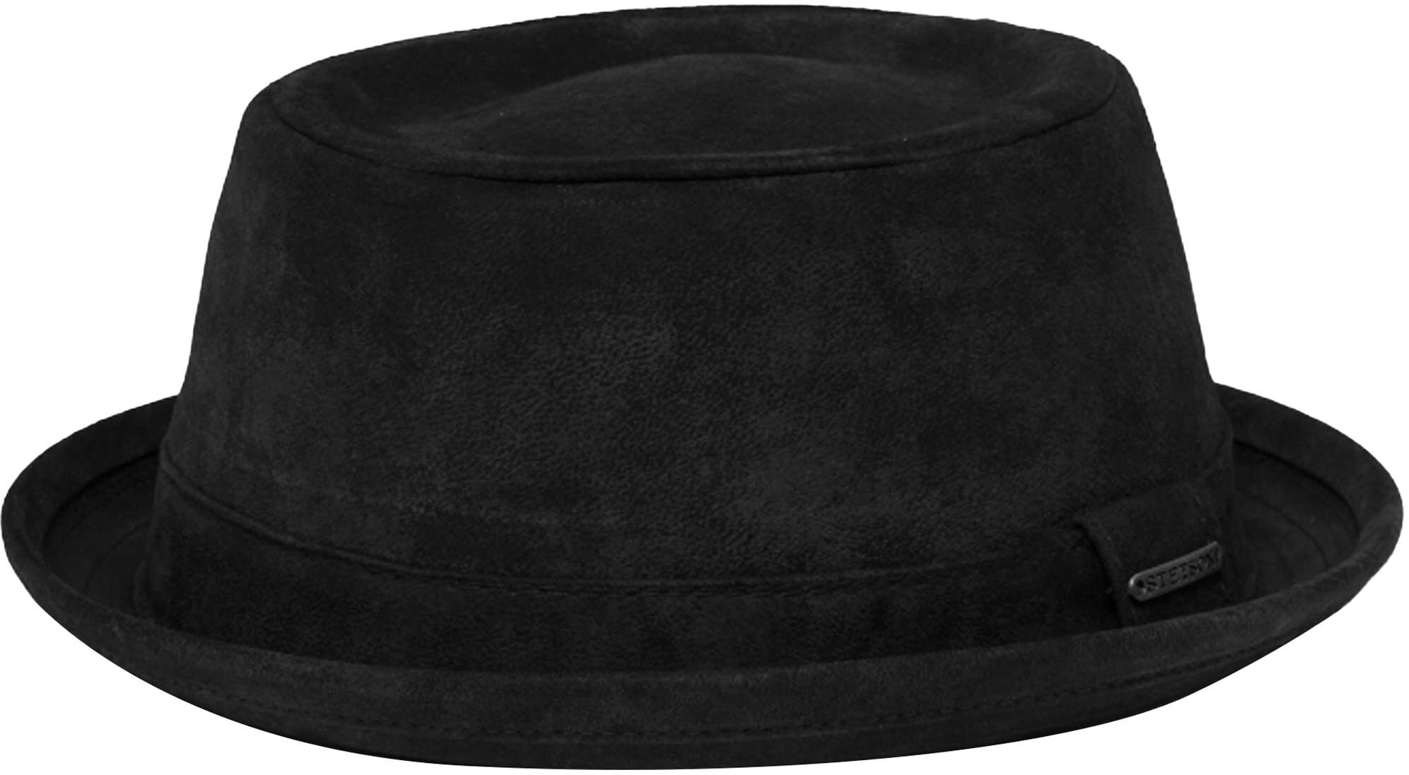 44597 Odenton Pork Pie leather hat - Black-