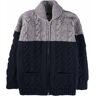 66078 Fisherman Hand Knitted Cardigan - Ink and Grey- Men