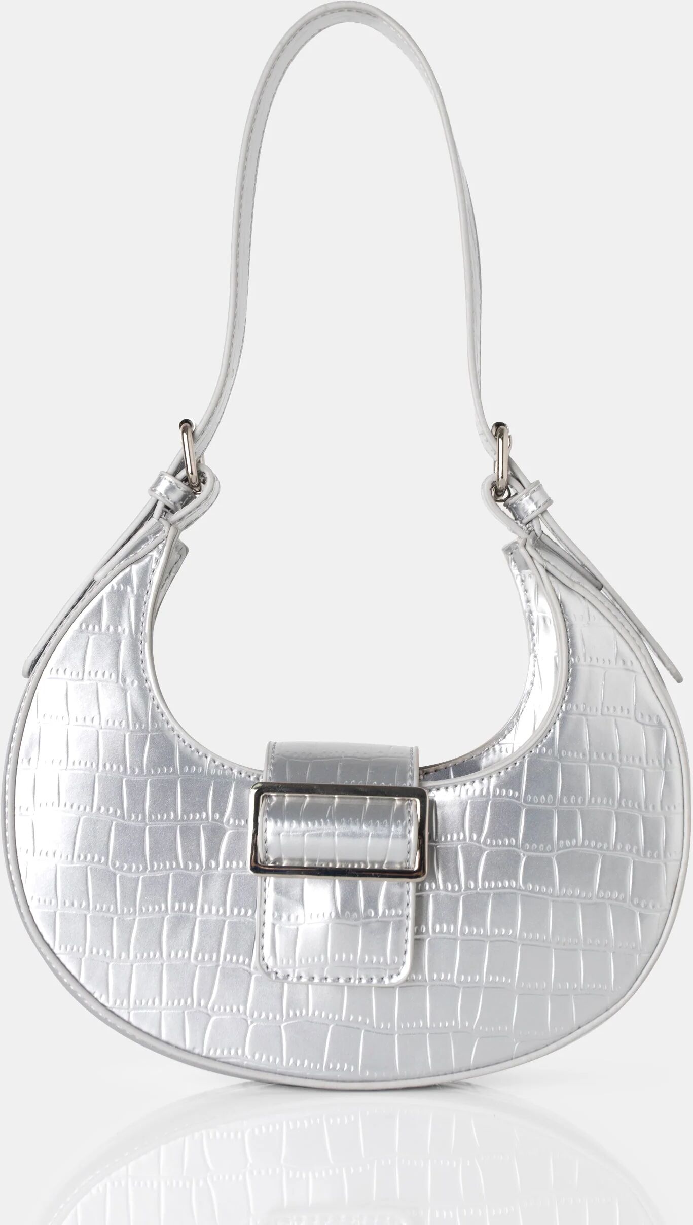 Public Desire US The Sicily Silver Croc Buckle Feature Hobo Shoulder Bag - female - ONE SIZE - Size: 7895673372803