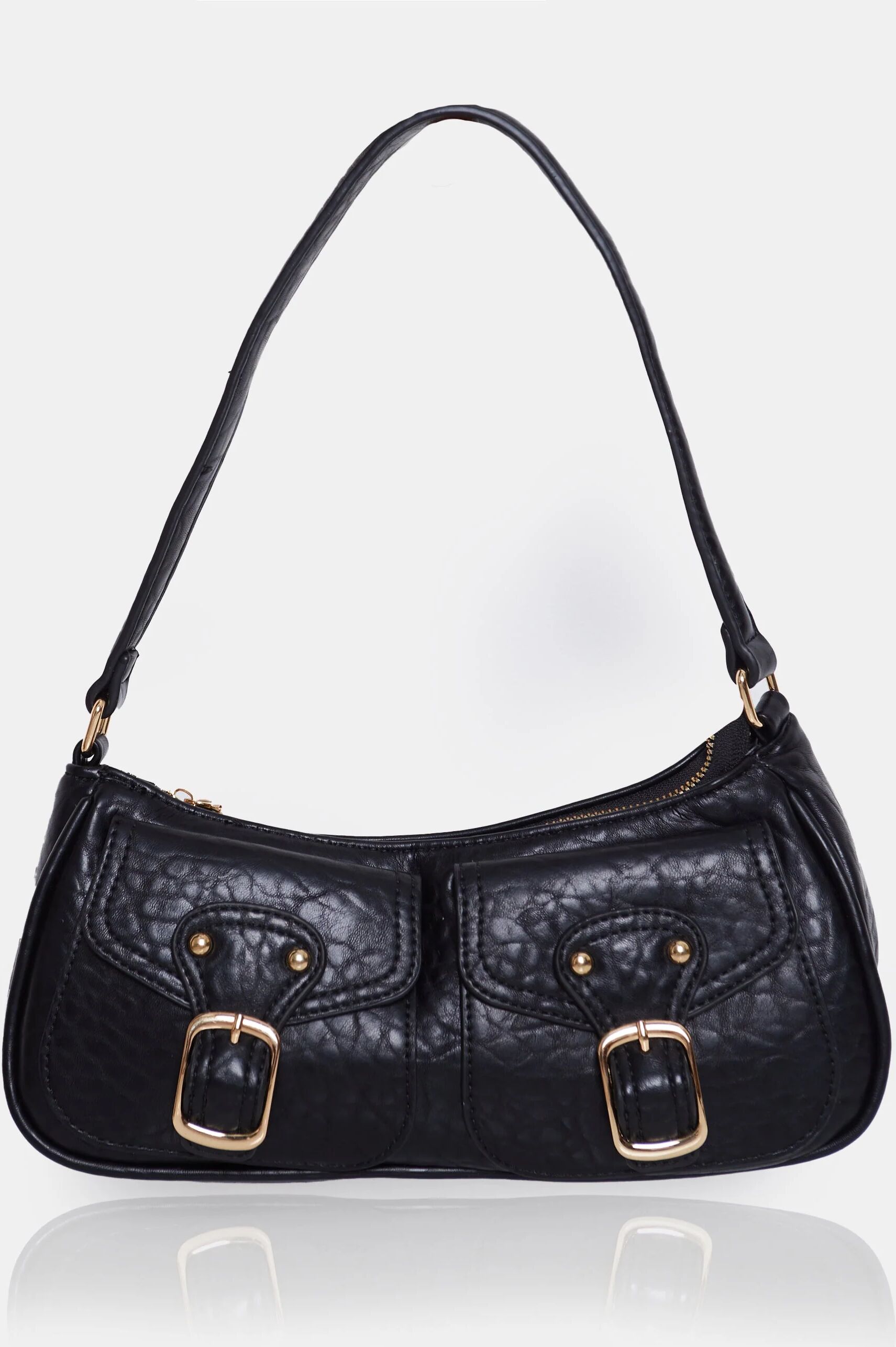 Public Desire US Rodeo Black Double Pocket Buckle Handbag - female - One Size - Size: 8036030840963