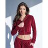 Public Desire US Slim Fit Velour Zip Through Cropped Hoodie Cherry Red - female - US 8 - Size: 8019900727427