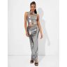 Public Desire US Maxi Skirt Co Ord in Metallic Silver - female -  silver - Size: US 8