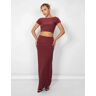 Public Desire US Kaiia Slinky Column Maxi Skirt Co-ord in Burgundy - female - Size: US 14