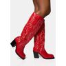 Public Desire US Austine Red Western Block Heel Knee High Boots - female -  red - Size: US 10 / UK 8 / EU 41