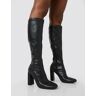 Public Desire US Christina Black Pu Pointed Toe Block Heel Knee High Boots - female - US 10 / UK 8 / EU 41 - Size: 7926965043331