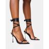 Public Desire US Ultimate Black Lace Up Diamante Encrusted Pointed Toe Stiletto Heels - female - US 5 / UK 3 / EU 36 - Size: 8093791715459