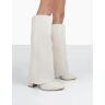 Public Desire US Zendaya Ecru Pointed Toe Knee High Boots - female -  white - Size: US 11 / UK 9 / EU 42