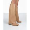 Public Desire US Zendaya Nude Pointed Toe Knee High Boots - female -  nude - Size: US 11 / UK 9 / EU 42
