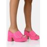 Public Desire US Wavez Pink Terry Towelling Round Toe Platform Block Heel Mules - female -  pink - Size: US 10 / UK 8 / EU 41