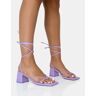 Public Desire US Casey Lilac Strappy Lace Up Square Toe Low Block Heel Sandals - female - US 5 / UK 3 / EU 36 - Size: 7876071489667