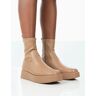 Public Desire UK Not Okay Nude Pu Chunky Sole Sock Ankle Boots - female -  neutral - Size: US 5 / UK 3 / EU 36
