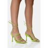 Public Desire US Duet Neon Lime Knot Strappy Lace Up Square Toe Mid Heels - female -  green - Size: US 8 / UK 6 / EU 39