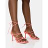 Public Desire US Duet Neon Pink Knot Strappy Lace Up Square Toe Mid Heels - female -  pink - Size: US 11 / UK 9 / EU 42