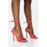 Public Desire US Aspen Hot Pink Knot Strap Lace Up Square Toe Stiletto Heels - female -  pink - Size: US 9 / UK 7 / EU 40