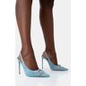 Public Desire Blaise Washed Denim Bleach Diamante Trim Stiletto Slingback Court - female -  blue - Size: US 11 / UK 9 / EU 42