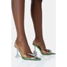 Public Desire US Stormi Lime Mirror Metallic Butterfly Diamante Slingback Court Stiletto Heels - female -  silver - Size: US 8 / UK 6 / EU 39