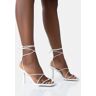 Public Desure US Euphoria White Pu Square Toe Lace Up Mid Heels - female - Pink/White - Size: US 7 / UK 5 / EU 38